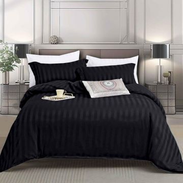 Lenjerie 1 Persoana Damasc Stripe Negru 4 Piese (Finet) Lenjerie 1 Persoana Damasc Stripe Negru 4 Piese (Finet)