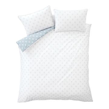 Lenjerie de pat albă-albastră din bumbac pentru pat dublu 200x200 cm Esme Floral – Bianca Lenjerie de pat albă-albastră din bumbac pentru pat dublu 200x200 cm Esme Floral – Bianca