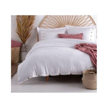 Lenjerie de pat albă din bumbac ranforcé pentru pat dublu/extinsă 240x220 cm Como Striped – Mila Home Luxury Lenjerie de pat albă din bumbac ranforcé pentru pat dublu/extinsă 240x220 cm Como Striped – Mila Home Luxury