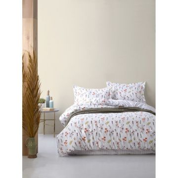 Lenjerie de pat albă din bumbac ranforcé pentru pat dublu, extinsă 240x220 cm Floral Dance Autumn – Mila Home Luxury Lenjerie de pat albă din bumbac ranforcé pentru pat dublu, extinsă 240x220 cm Floral Dance Autumn – Mila Home Luxury
