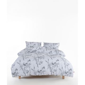 Lenjerie de pat albă-gri din bumbac ranforcé pentru pat dublu, extinsă 240x220 cm White Floral – Mila Home Luxury Lenjerie de pat albă-gri din bumbac ranforcé pentru pat dublu, extinsă 240x220 cm White Floral – Mila Home Luxury
