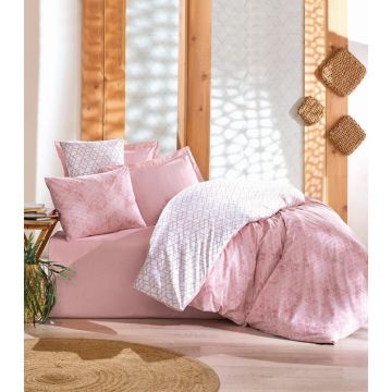 Lenjerie de pat albă-roz din bumbac ranforcé pentru pat de o persoană 140x200 cm Soft Geometry – Mila Home Luxury Lenjerie de pat albă-roz din bumbac ranforcé pentru pat de o persoană 140x200 cm Soft Geometry – Mila Home Luxury
