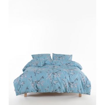 Lenjerie de pat albastră din bumbac ranforcé pentru pat dublu, extinsă 240x220 cm Blue Floral – Mila Home Luxury Lenjerie de pat albastră din bumbac ranforcé pentru pat dublu, extinsă 240x220 cm Blue Floral – Mila Home Luxury
