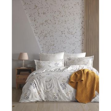 Lenjerie de pat bej din bumbac ranforcé pentru pat de o persoană 140x200 cm Soft Floral – Mila Home Luxury Lenjerie de pat bej din bumbac ranforcé pentru pat de o persoană 140x200 cm Soft Floral – Mila Home Luxury