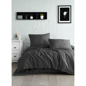 Lenjerie de pat gri închis din bumbac ranforcé pentru pat de o persoană 140x200 cm Como Striped – Mila Home Luxury Lenjerie de pat gri închis din bumbac ranforcé pentru pat de o persoană 140x200 cm Como Striped – Mila Home Luxury