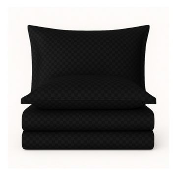 Lenjerie de pat neagră din bumbac ranforcé pentru pat de o persoană 140x200 cm Checkered – Mila Home Luxury Lenjerie de pat neagră din bumbac ranforcé pentru pat de o persoană 140x200 cm Checkered – Mila Home Luxury