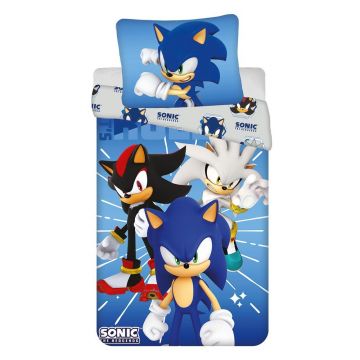 Lenjerie de pat pentru copii albastră din microfibră pentru pat de o persoană 140x200 cm Sonic – Jerry Fabrics Lenjerie de pat pentru copii albastră din microfibră pentru pat de o persoană 140x200 cm Sonic – Jerry Fabrics