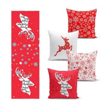 Set fețe de pernă și napron 5 buc. Snowflakes – Mila Home Set fețe de pernă și napron 5 buc. Snowflakes – Mila Home