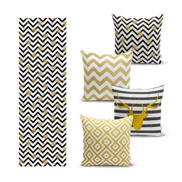 Set fețe de pernă și napron 5 buc. ZigZag – Mila Home Set fețe de pernă și napron 5 buc. ZigZag – Mila Home