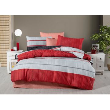 Lenjerie de pat dubla, L'essentiel Maison, Atlas, Roșu / Gri deschis / Negru Lenjerie de pat dubla, L'essentiel Maison, Atlas, Roșu / Gri deschis / Negru