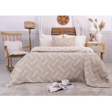 Set cuvertura de pat dubla 3 piese, L'essentiel Maison, Stella, Bej Set cuvertura de pat dubla 3 piese, L'essentiel Maison, Stella, Bej
