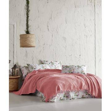 Set cuvertura pique dubla, L'essentiel Maison, Mona v2, Roz pudra Set cuvertura pique dubla, L'essentiel Maison, Mona v2, Roz pudra