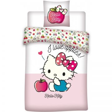 Set lenjerie pat copii Hello Kitty Apples 100x135 + 40x60 SunCity