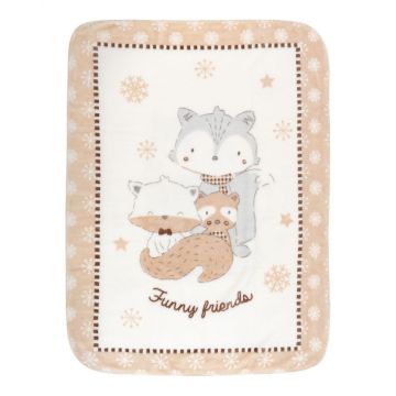 Paturica moale Super Soft 110 x 140 cm Funny Friends Beige