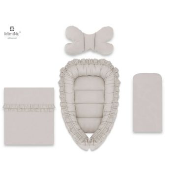 Set 4 in 1 Cosulet bebelus MimiNu Baby Cocoon 75x55 cm Colectia Royal Beige