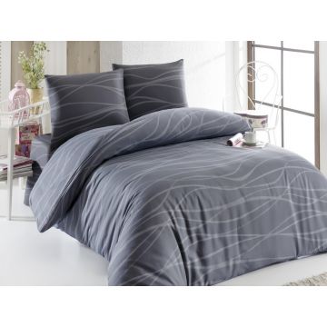 Lenjerie de pat dubla king size, Eponj Home, Verda 143EPJ51877, 3 piese, amestec bumbac, gri