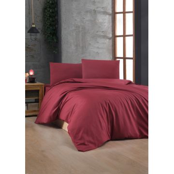 Lenjerie de pat dubla King (EU) Maroon v2, Patik, 3 piese, 260x220 cm, bumbac ranforce, multicolor