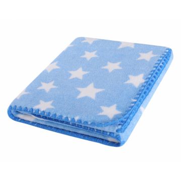 Paturica pufoasa pentru bebelusi 90x80 cm Blue Stars