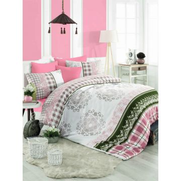 Lenjerie de pat dubla, Nazenin - Pink, Pearl Home, Bumbac Ranforce