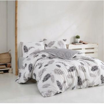 Lenjerie de pat pentru o persoana, Plume - Grey, Pearl Home, Bumbac Ranforce