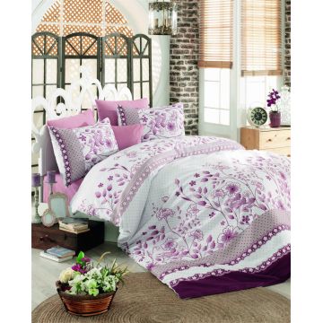 Lenjerie de pat pentru o persoana, Sudenaz - Pink, Pearl Home, Bumbac Ranforce