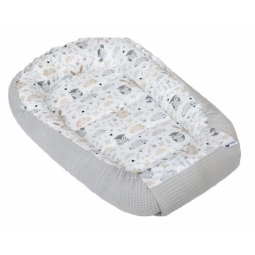 Babynest cu doua fete Nichiduta din bumbac Waffle Glade Grey