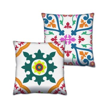 Set 2 perne decorative, AB-4661-4662, 50% bumbac / 50% poliester, Multicolor