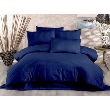 Lenjerie de pat pentru o persoana (FR), 2 piese, Lilyum - Dark Blue, Kırlent Store, 70% poliester/30% bumbac