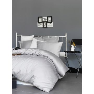 Lenjerie de pat pentru o persoana (EU) (IT), De Light Grey, Patik, Bumbac Satinat