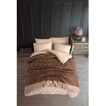 Lenjerie de pat pentru o persoana (DE), 2 piese, Creative - Brown, Eponj Home, 65% bumbac/35% poliester