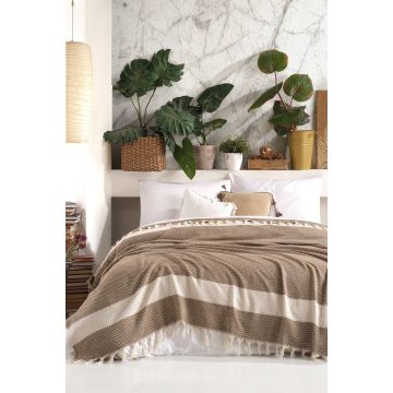 Cuvertură de pat double, Maro, 230x200 cm