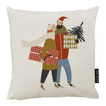 Față de pernă 45x45 cm cu model de Crăciun Christmas Couple – Butter Kings