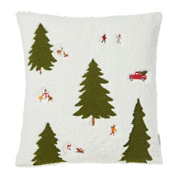 Pernă decorativă din material bouclé 45x45 cm cu model de Crăciun Christmas Tree – Catherine Lansfield