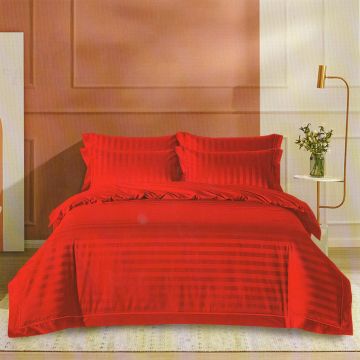 Set lenjerie de pat pentru 2 persoane XXL, Bumbac Damasc Policotton, 4 piese, Cearceaf pat 230x260, Cearceaf pilota 220x200, Fete de perne 50x70 x 2, Coral