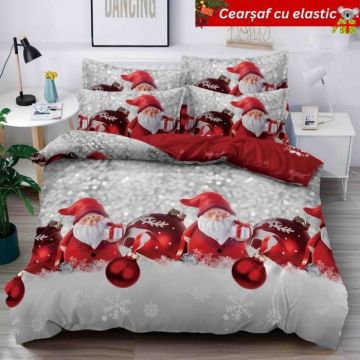 Set Lenjerie De Pat Craciun Cu Elastic 6 Piese Pat 2 Persoane, Christmas Collection