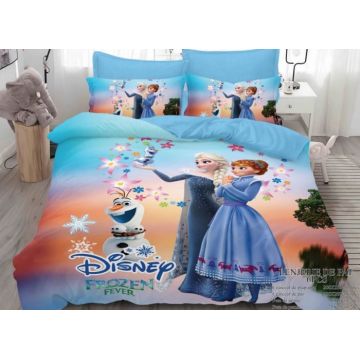 Lenjerie Pat Dublu, Bumbac Finet, 6 piese, MODEL IDENTIC CU POZA - Disney Frozen