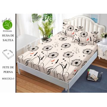 Husa de pat cu elastic 180x200 din Bumbac Finet + 2 Fete de Perna - Papadie