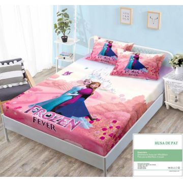 Husa Din Bumbac Tip Finet Cu Elastic 140x200 - Frozen Fever