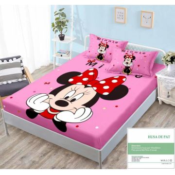 Husa Din Bumbac Tip Finet Cu Elastic 140x200 - Minnie