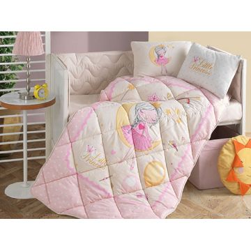 Set Complet Lenjerie Patut Bebe Moon Roz (Bumbac 100%)