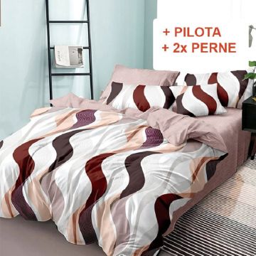 Pachet Lenjerie cu Elastic 180x200 cm + Pilota + Perne Lucile (Finet)