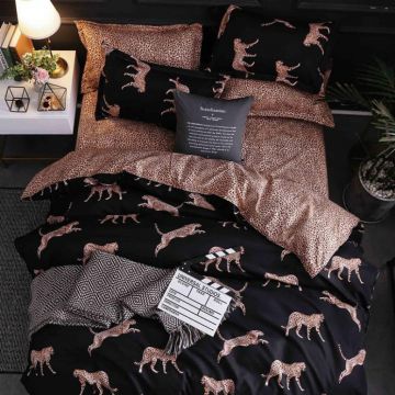 Lenjerie cu Elastic 180x200 Feline Jungle (Bumbac Satinat)