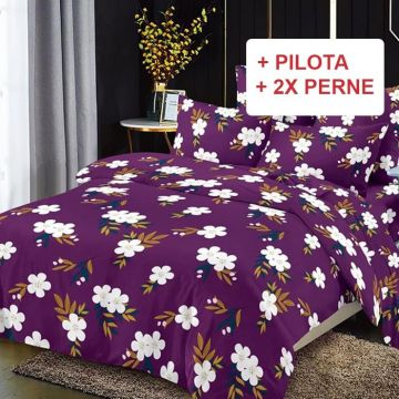 Pachet Lenjerie cu Elastic 180x200 cm + Pilota + Perne Garvara (Finet)