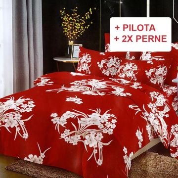 Pachet Lenjerie cu Elastic 180x200 cm + Pilota + Perne Luzia (Finet)