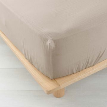 Cearceaf bej din muselină cu elastic 140x190 cm Angelia – douceur d'intérieur