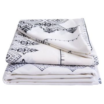 Lenjerie de pat bumbac polycotton Afrodita, pentru pat de 2 persoane, alb/negru