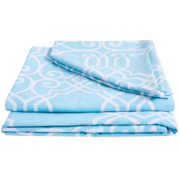 Lenjerie de pat bumbac polycotton Electra, pentru pat de 2 persoane, bleu/alb