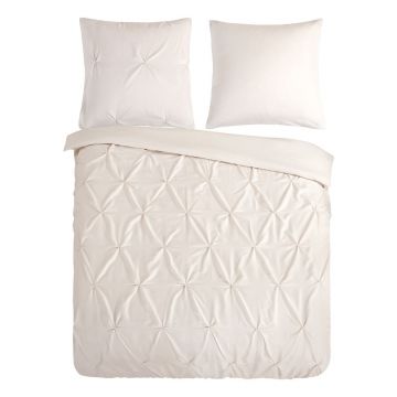 Lenjerie de pat crem din microfibră pentru pat dublu/extinsă 200x220 cm Pure Elegance – Good Morning