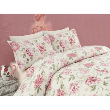 Lenjerie de pat dubla 3 piese, Care - Pink, Eponj Home, 65% bumbac/35% poliester