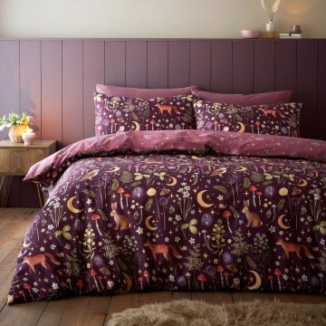 Lenjerie de pat mov pentru pat dublu 200x200 cm Enchanted Twilight – Catherine Lansfield